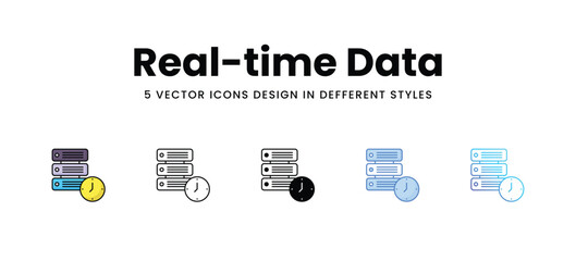 Real-time Data vector icons set stock illustration