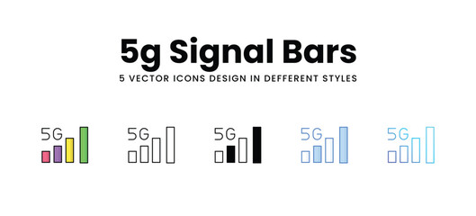 5g Signal Bars vector icons set stock illustration