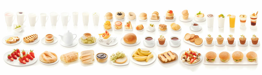 3D Illustration Diverse Breakfast Food and Drinks