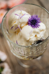 Ice cream with brownie in ice cream bowl
