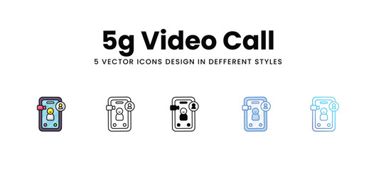 5g Video Call vector icons set stock illustration