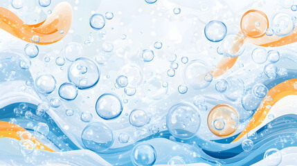 Bubbles and waves isolated on a light background, suitable for summer or fun themes    