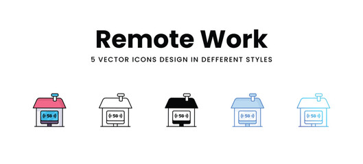 Remote Work vector icons set stock illustration
