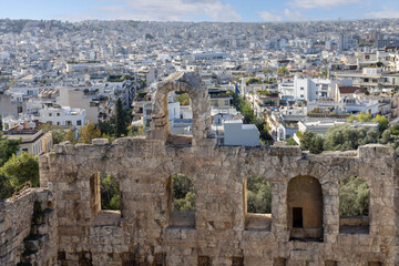 Theatre of Dionysus, remains of the ancient Greek theatre situated on the southern slope of the Acropolis hill, Athens, Greece