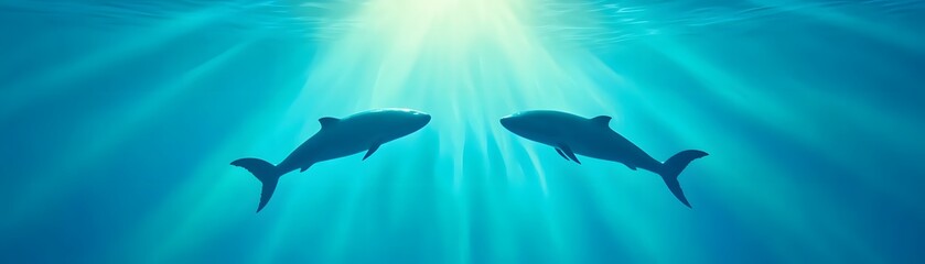 Fototapeta premium Two Divers Exploring a Vibrant Kelp Forest