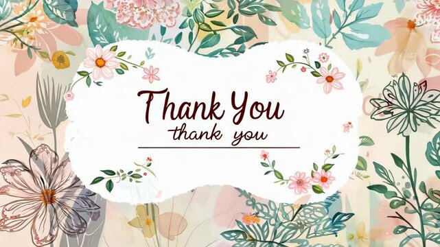 A colorful painting of flowers with the words "Thank You" written in pink. The painting conveys a sense of gratitude and appreciation for something or someone
