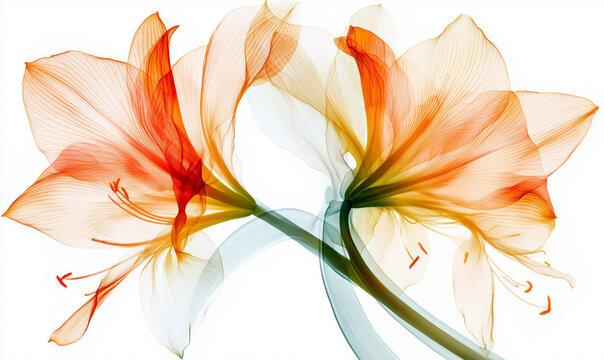 Ethereal X-Ray Floral Stock Photo &ndash; Transparent Amarylis on White Background | Botanical Photography