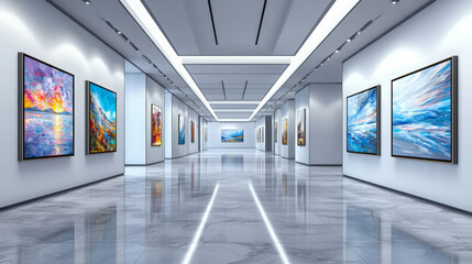 Obraz premium Minimalistic Art Gallery with Unique Paintings
