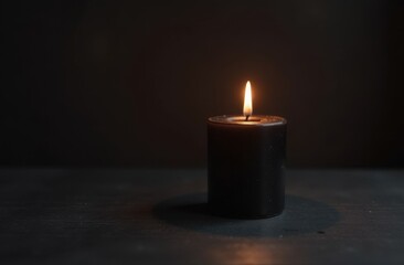 Flickering Black Candles in Dim Light &ndash; Symbol of Mourning and Quiet Reflection