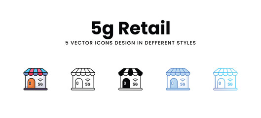 5g Retail vector icons set stock illustration