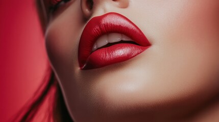 Fototapeta premium Closeup of Red Lips with a Soft Focus Background