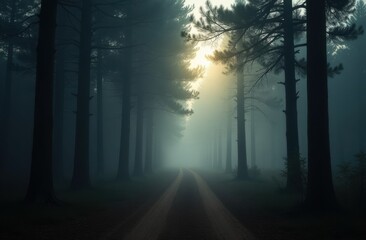  Foggy Forest Path with Sunlight Piercing the Mist &ndash; Symbolizing Life, Loss, and Solitude