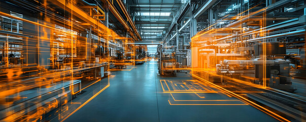 Obraz premium Illustration - Smart Factory Automation Manufacturing Industry 4.0
