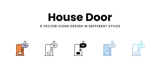 House Door vector icons set stock illustration