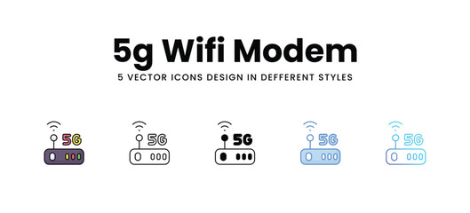 Obraz premium 5g Wifi Modem vector icons set stock illustration