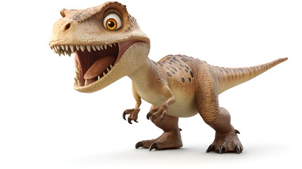 Naklejka premium cartoon animal background featuring a cartoon dinosaur in the style of bill , dinosaur on a white background, a cute animated dinosaur cartoon with an open mouth is depicted on a white background 