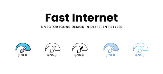 Fast Internet vector icons set stock illustration