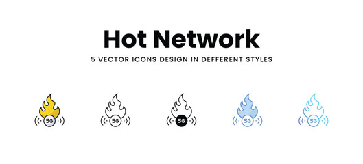 Hot Network vector icons set stock illustration
