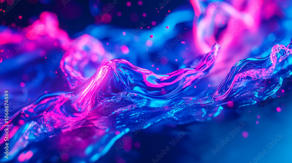Poster vibrant water waves illuminated by colorful lights creating an abstract visual display