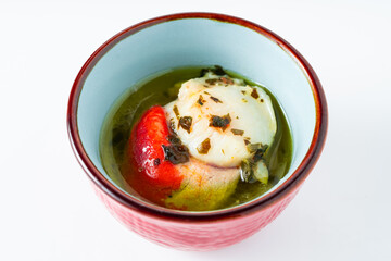 scallops fried in oil. close up. cooking recipe