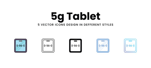 5g Tablet vector icons set stock illustration