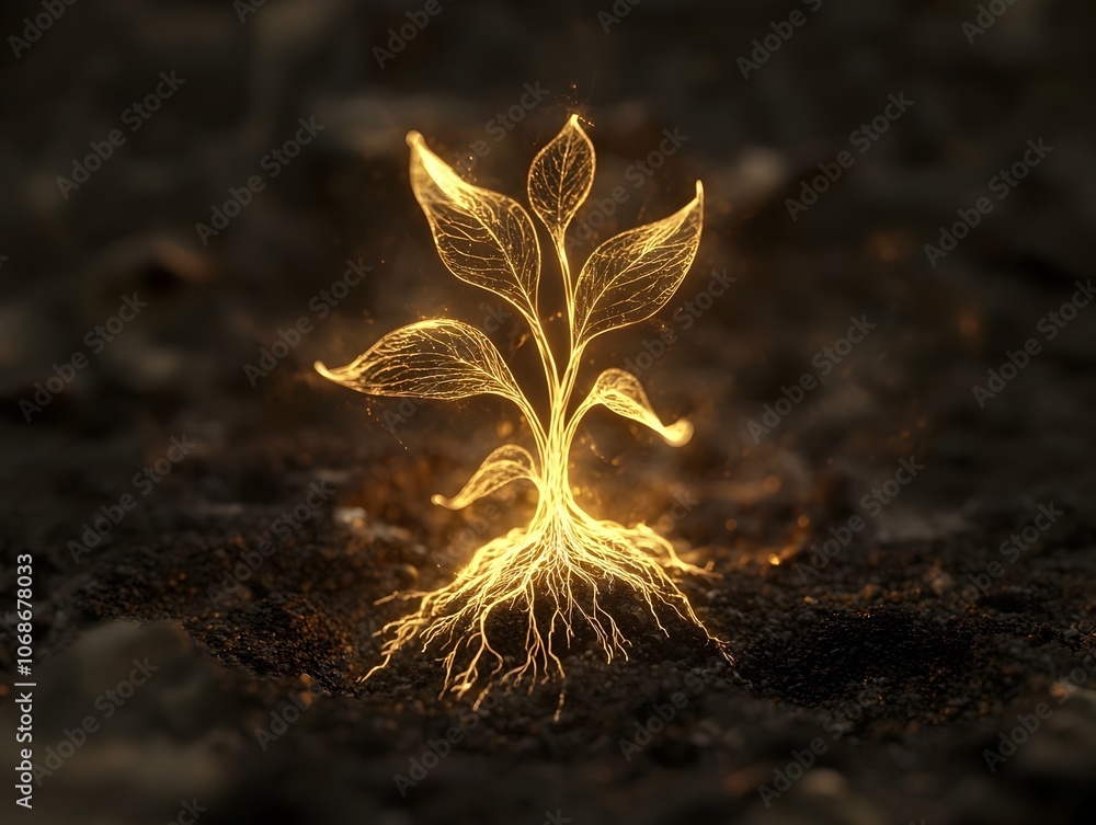 Poster Glowing Seed of a Grand Vision Blooming from the Ground