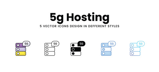 5g Hosting vector icons set stock illustration