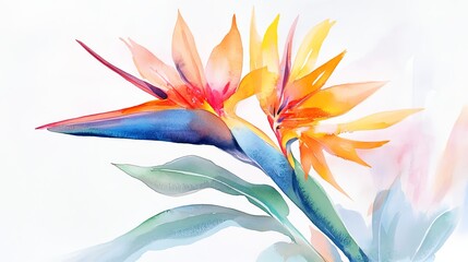 Obraz premium Vibrant watercolor painting of exotic flowers showcasing beauty and color, perfect for decor or artistic inspiration.