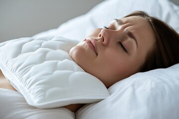 Woman lying down with hot compress on sore neck