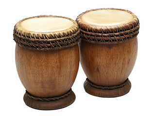 a pair of wooden drums