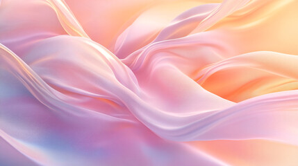 Obraz premium Soft flowing pastel fabric waves in a serene gradient background during sunrise