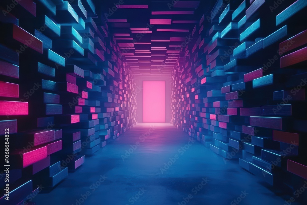 Poster digital abstract storage facility with floating items