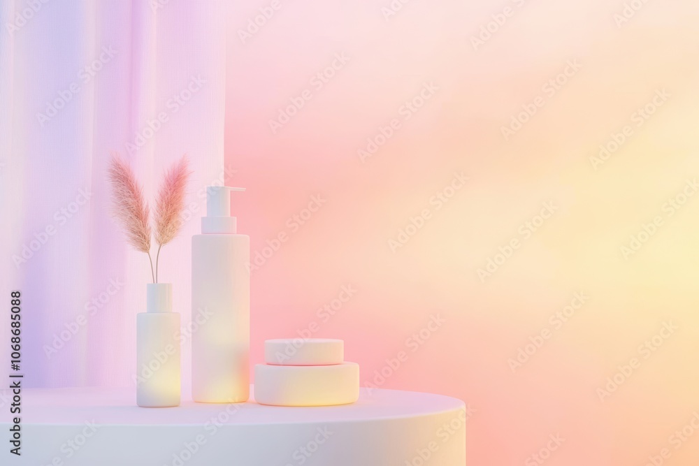 Poster minimalist display of layered storage with glowing elements