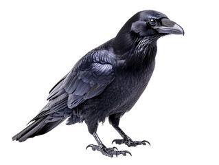 a black crow with a white background