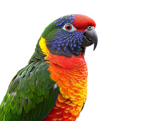 a colorful bird with a white background