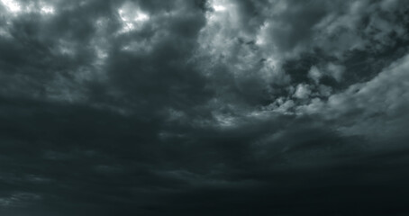 Stormy dark cloudy sky. Pollution, PM 2.5, Carbon dioxide and environment problems concept....