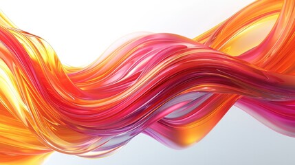 Abstract background with colorful swirls and lines on a white background, 3D rendering illustration, in shades of red, orange, yellow, and pink, sharp focus.
