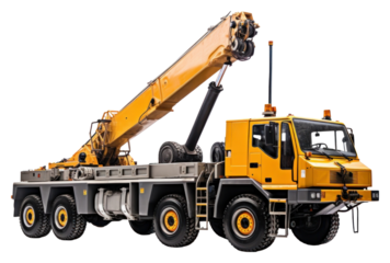 PNG Mobile crane vehicle truck white background.