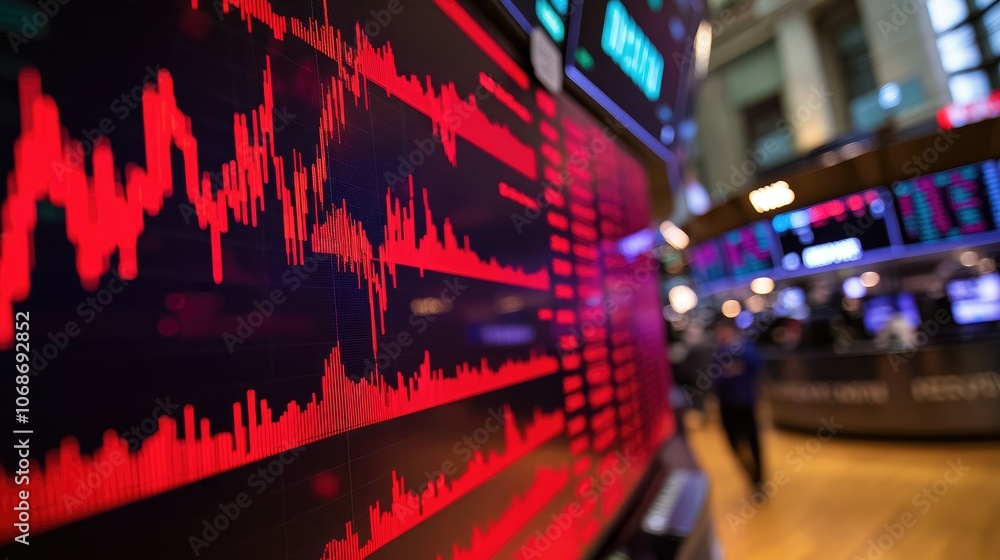 Aufkleber real-time stock market display showing the sp 500 index, with fluctuating numbers and vibrant charts