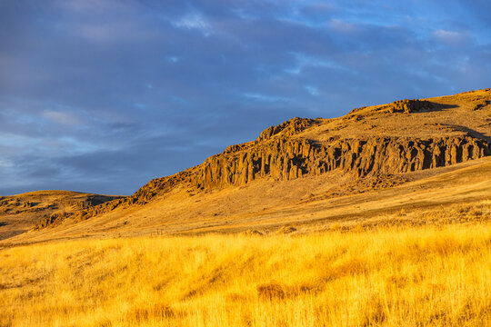 Late afternoon sun on rock outcropping near Mountain Home