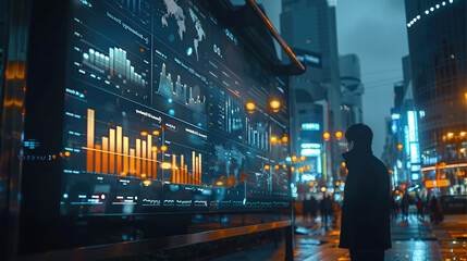 Billboard with analytics and statistics cinematic.