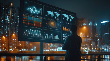 Billboard with analytics and statistics cinematic.