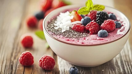 Fresh Berry Smoothie Bowl with Toppings