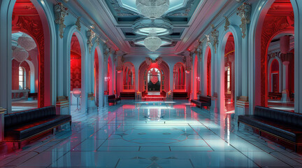 Obraz premium Royal style interiors, disco, club, red.