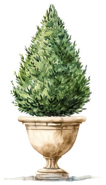 PNG Elegant potted topiary illustration