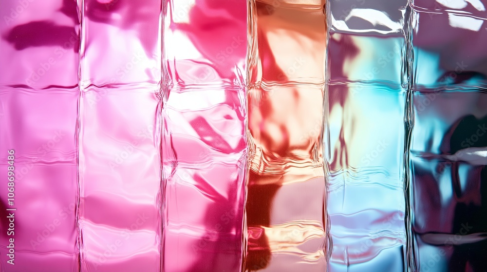 Poster Abstract Metallic Texture with Colorful Reflections