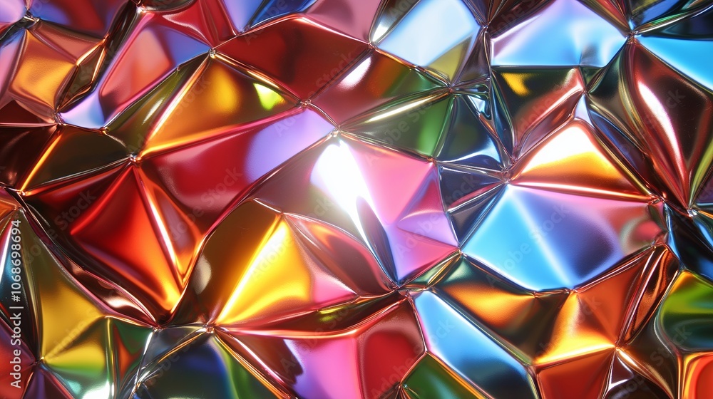 Poster Abstract Metallic Texture with Colorful Reflections