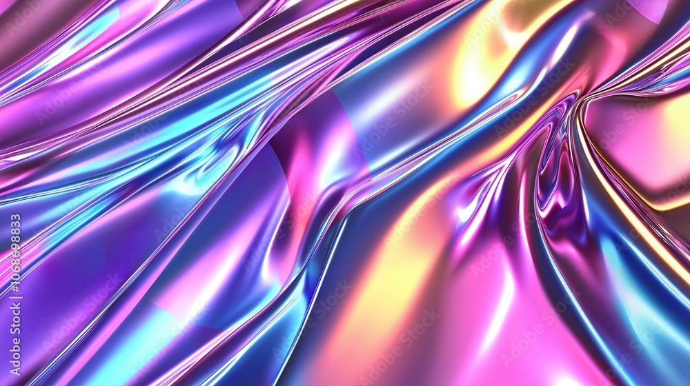 Poster abstract metallic texture with colorful reflections