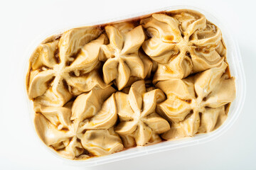 package of Italian caramel ice cream on a white background