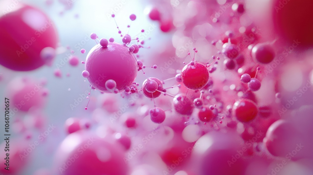 Poster Abstract 3D science visualization of molecules and atoms in a seamless background, representing the molecular foundations of modern medical research